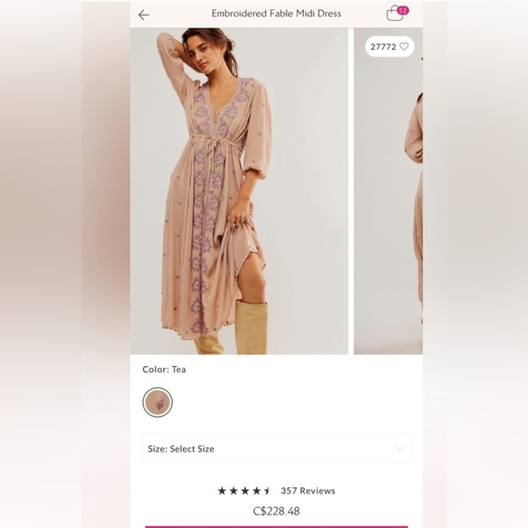 Free People Embroidered Fable Midi Dress Size XS - Picture 7 of 7